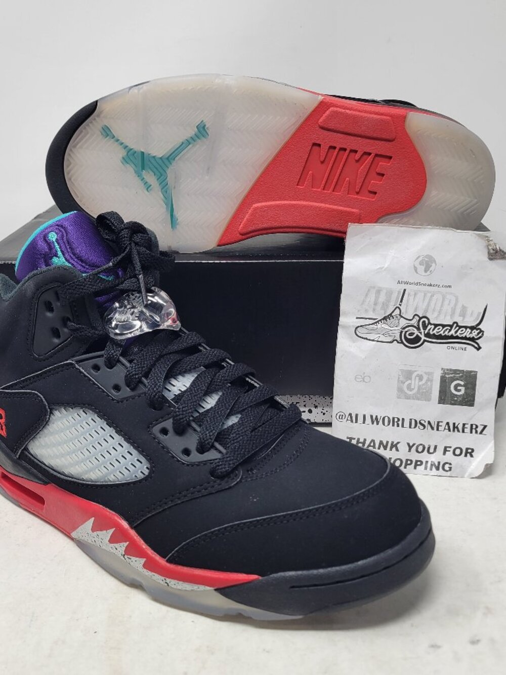 Air Jordan 5 Top 3 Black Fired Red Metallic Silver Grape BRED US 8 CZ1786 001